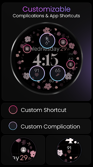 Purple Flowers Watch Face Screenshot 3