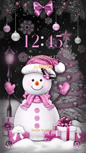 Pink Pastel Snowman- Wallpaper Screenshot 1