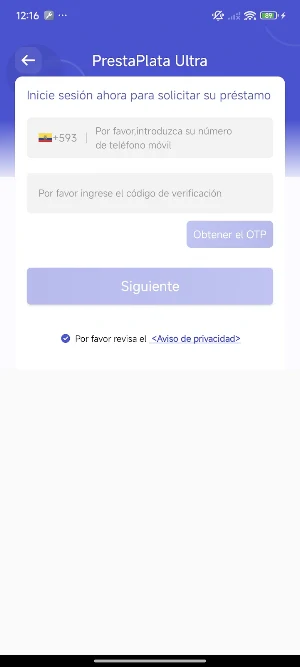 PrestaPlata Ultra-Préstamo Screenshot 1