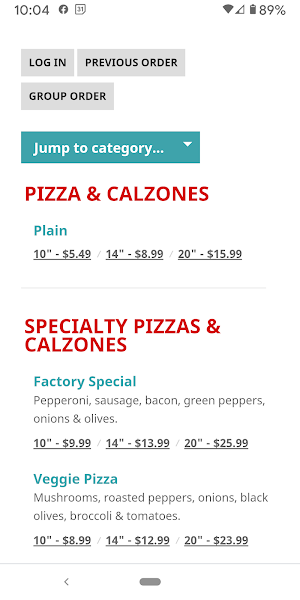 Worcester Pizza Factory Screenshot 1