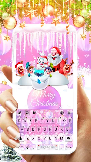 Pink Merry Christmas Keyboard Background Screenshot 0