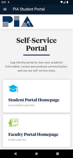 PIA Student Portal Screenshot 2