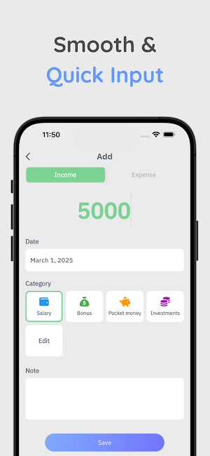 PockeMoney - Pocket Money Log Screenshot 1