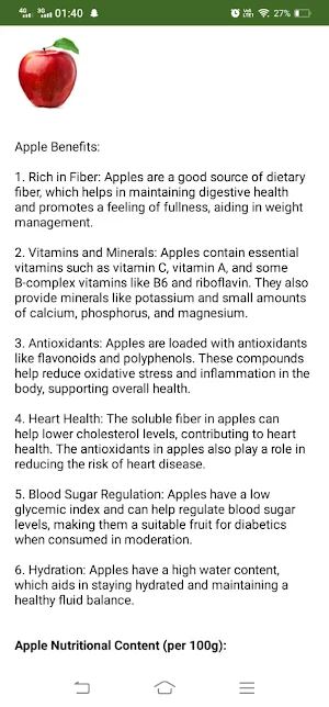 Fruits Nutrition Details Screenshot 1