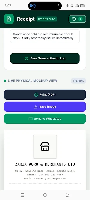 Smart Receipt Creator Screenshot 2