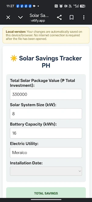 Solar Savings Tracker PH Screenshot 0