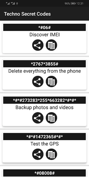 Secret Codes for Techno Mobiles Screenshot 2