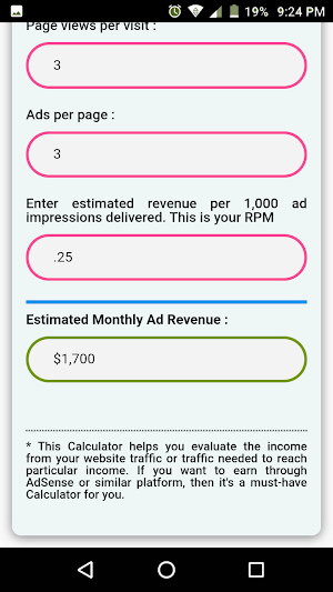 Web Ad Revenue Calculator Screenshot 3