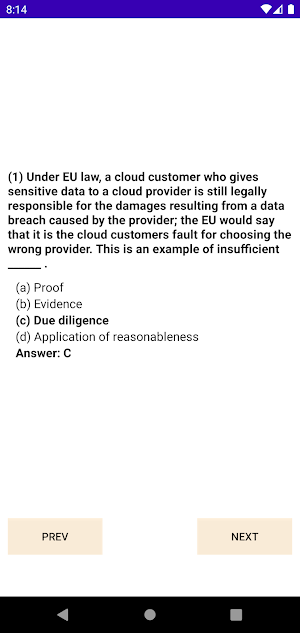 CCSP Exam Practice Question Screenshot 2