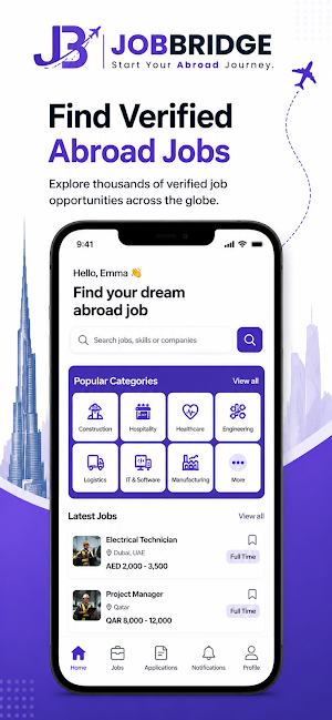 Job Bridge - Abroad Jobs Screenshot 1