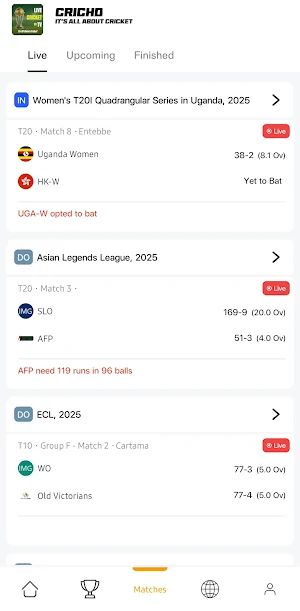 CricHD: Live Cricket Line 2025 Screenshot 1