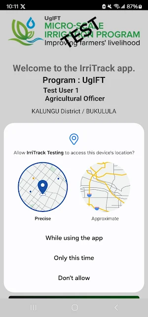 IrriTrack Testing Screenshot 2