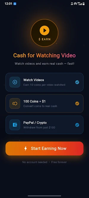 Cash for Watching Video Screenshot 0