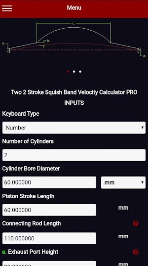 Two 2 Stroke Squish Band Velocity Calculator PRO Screenshot 1