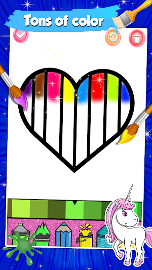 Glitter Heart Love Coloring Book for Girls Screenshot 1
