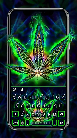 Neon Weed Illusion Keyboard Background Screenshot 0