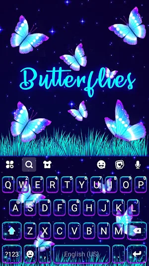 Neon Butterflies Keyboard Theme Screenshot 0