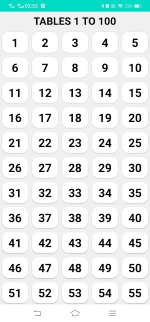 Math Tables -  (1 to 100) Screenshot 1