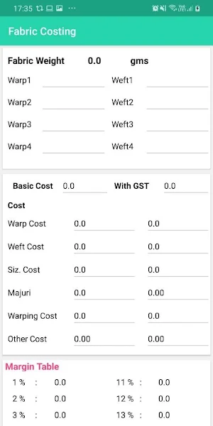 Fabric Costing Screenshot 1