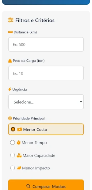 Comparador de Modais Screenshot 1