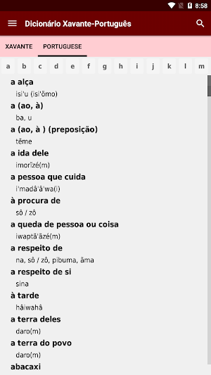 Dictionary Xavante-Portuguese Screenshot 1