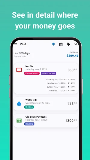 Bills reminder - Veratek Screenshot 1