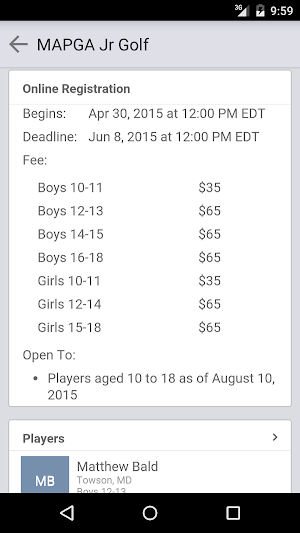 Middle Atlantic PGA Jr. Tour Screenshot 1