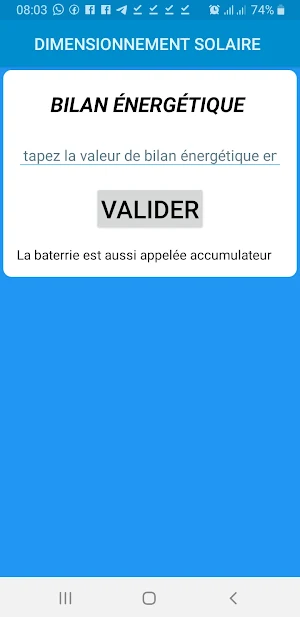 DIMENSIONNEMENT SOLAIRE Screenshot 3