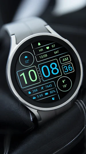 ZKin Watch Face Cyan Light Screenshot 1