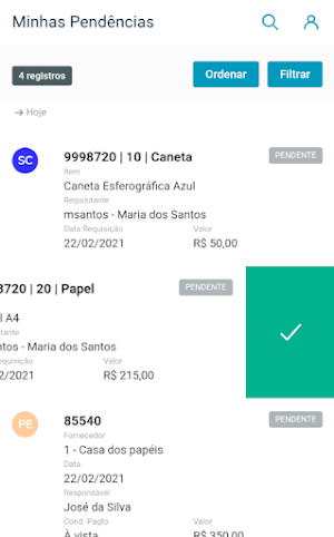 Minhas Pendências de Aprovação Screenshot 2