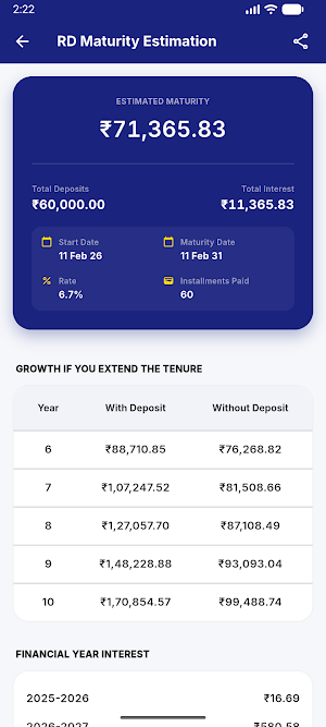 Post Office Scheme Calculator Screenshot 3