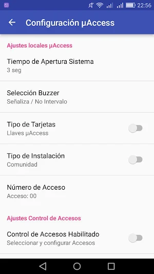 Microaccess Ajustes Screenshot 1