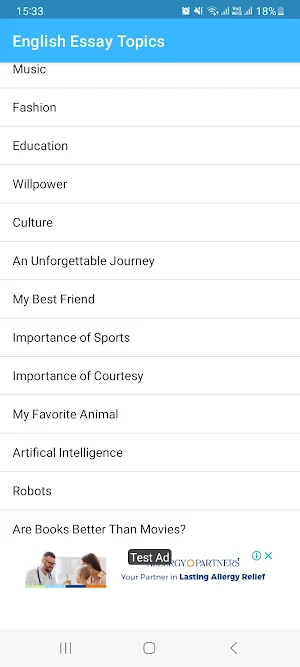 English Essay Topics Screenshot 1