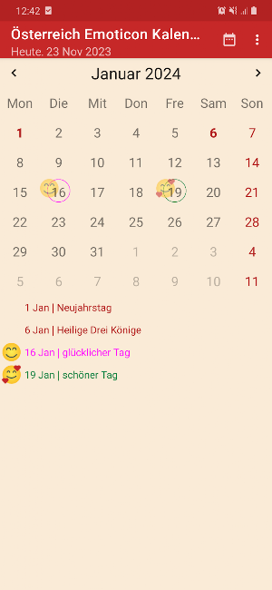 Österreich Emoticon Kalender Screenshot 0
