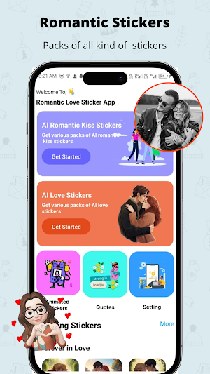 Romantic Love Kiss WAstickers Screenshot 0