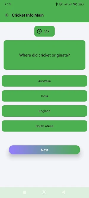 Auxezia Cricket InfoQuiz Screenshot 1