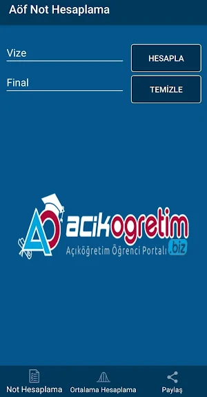 Açıköğretim Not Hesaplama Screenshot 2