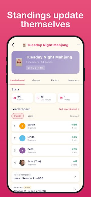 MahWins: Mahjong Game Tracker Screenshot 2