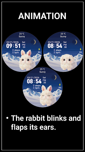 MKW Rabbit 2 - cute watch face Screenshot 1