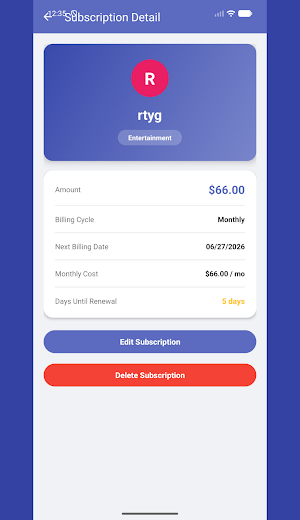 Subscription Tracker Screenshot 3