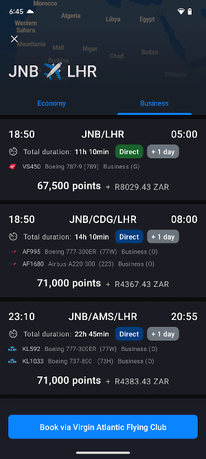 Seats.aero Screenshot 1