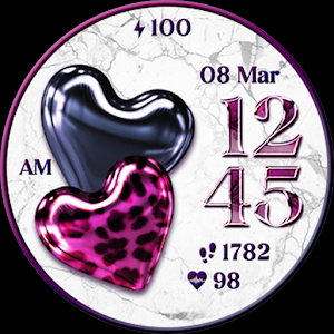 Black Pink Heart_Watchface Screenshot 2