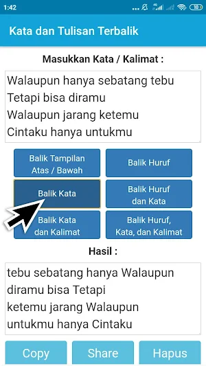 Membuat Kata dan Tulisan Terbalik Screenshot 2