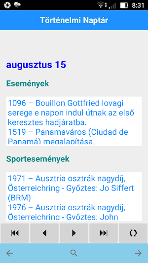 Történelmi naptár Screenshot 2