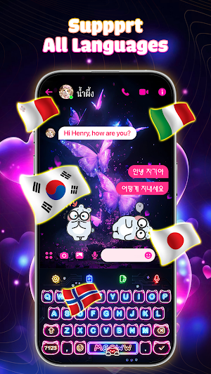 Neon Love Theme: Font Keyboard Screenshot 3