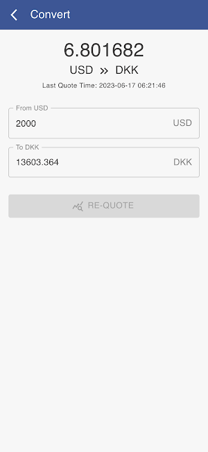 USD to DKK Screenshot 2