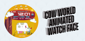 Animated Cow World Watch Face Screenshot 0