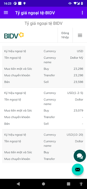 Tỷ giá ngoại tệ hàng ngày Screenshot 2