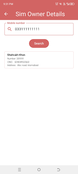 Sim Owner Details 2024 Screenshot 1