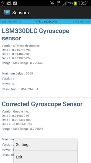 Sensors Screenshot 0